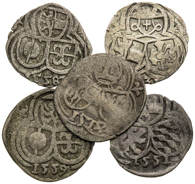 Silver coins (5 pcs) - front