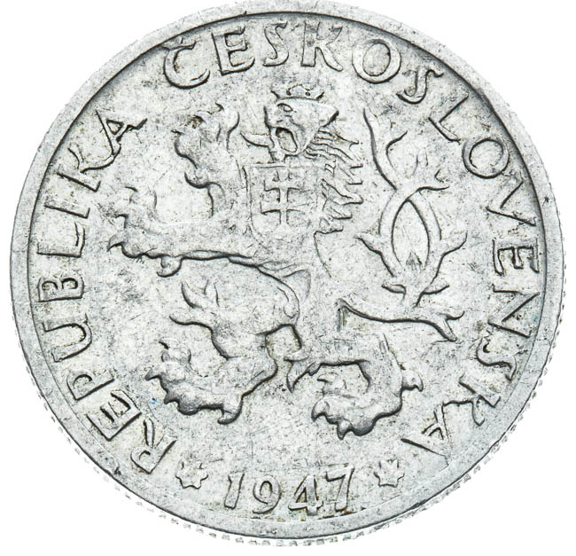 1 Koruna 1947 (Pattern strike) - front