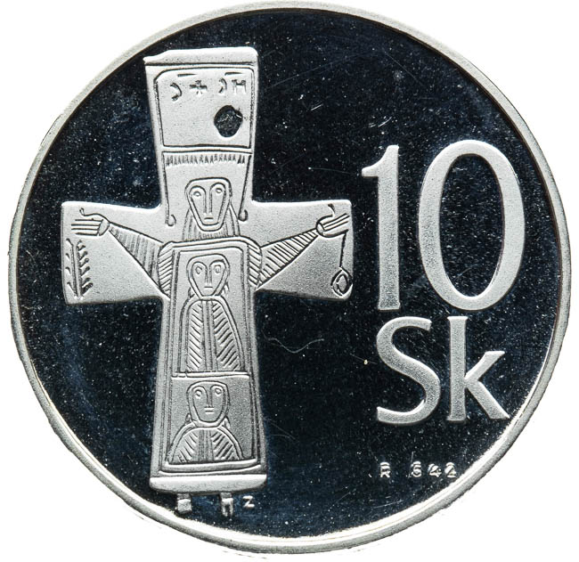 10 Sk 1993 (stříbrný odražek) - reverz