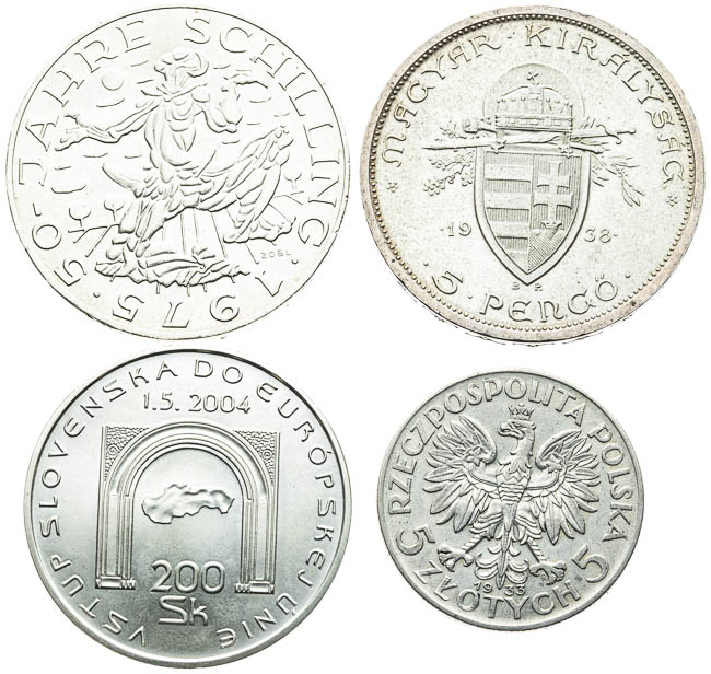 Silver coins (4 pcs) - front