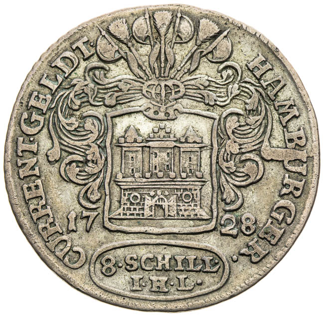 8 Šilink 1728 - averz