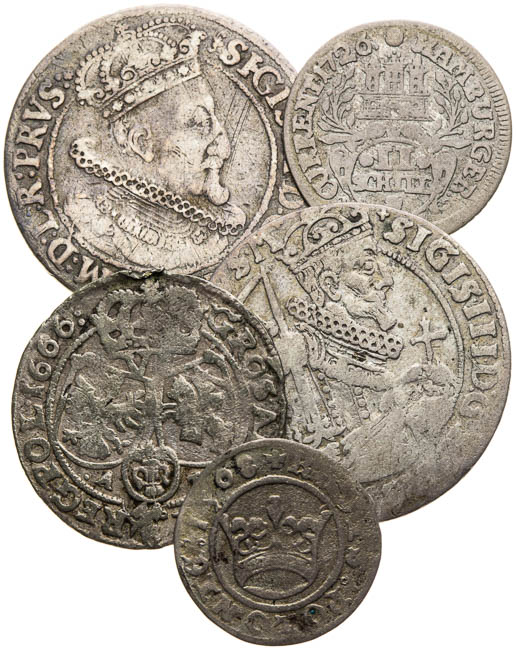 Silver coins (5 pcs) - front