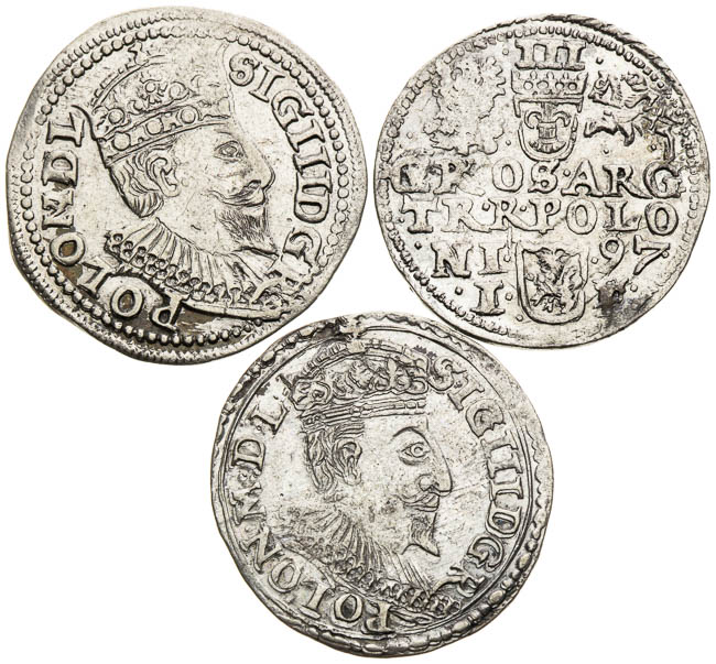 3 Groschen 1595, 1596, 1597 (3 pcs) - front