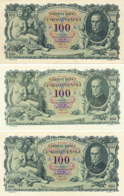 100 Koruna 1931 (3 pcs) - back