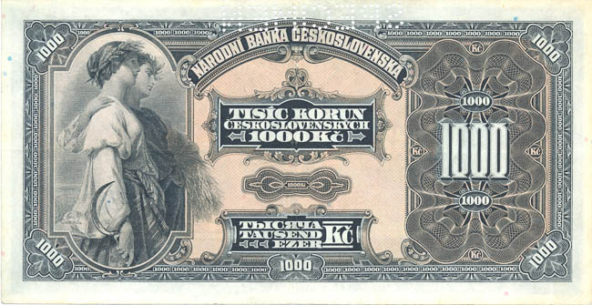 1000 Koruna 1932 A (perforated) - back