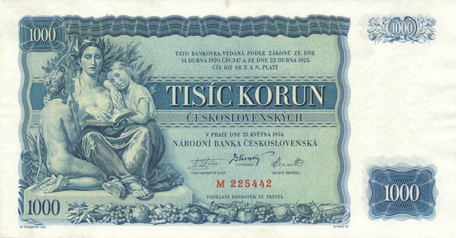 1000 Koruna 1934 M - front