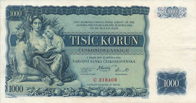 1000 Koruna 1934 C - front