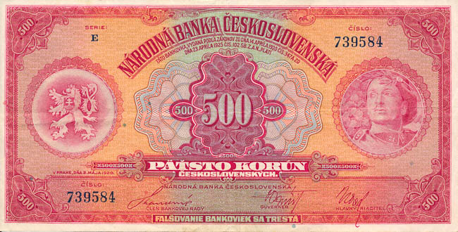 500 Koruna 1929 E - front