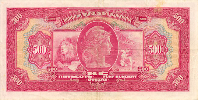500 Koruna 1929 E - back