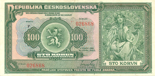 100 Koruna 1920 P - front