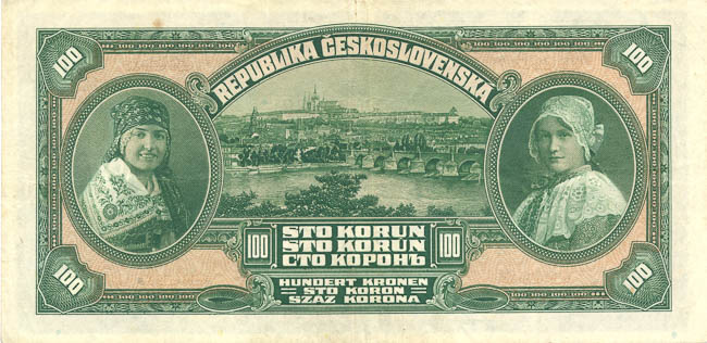 100 Koruna 1920 P - back