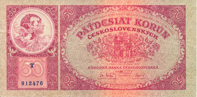 50 Koruna 1929 T - front