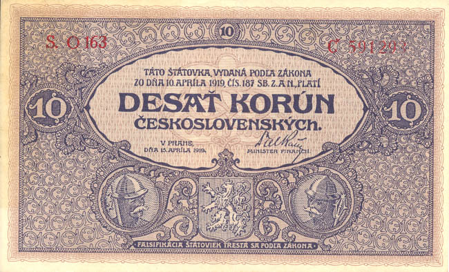 10 Koruna 1919 s. O 163 - front
