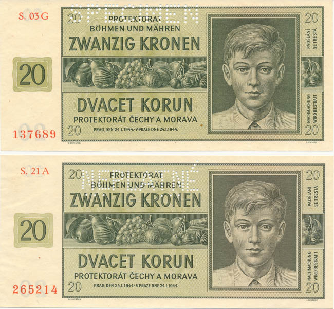 20 Koruna 1944 (2 pcs) - front