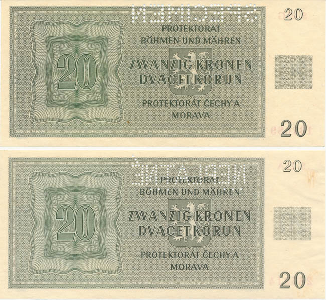 20 Koruna 1944 (2 pcs) - back