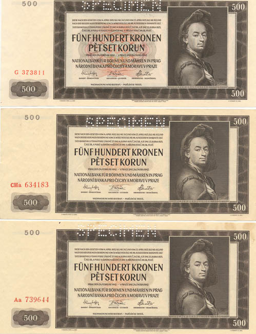 500 Koruna 1942 (3 pcs) - front