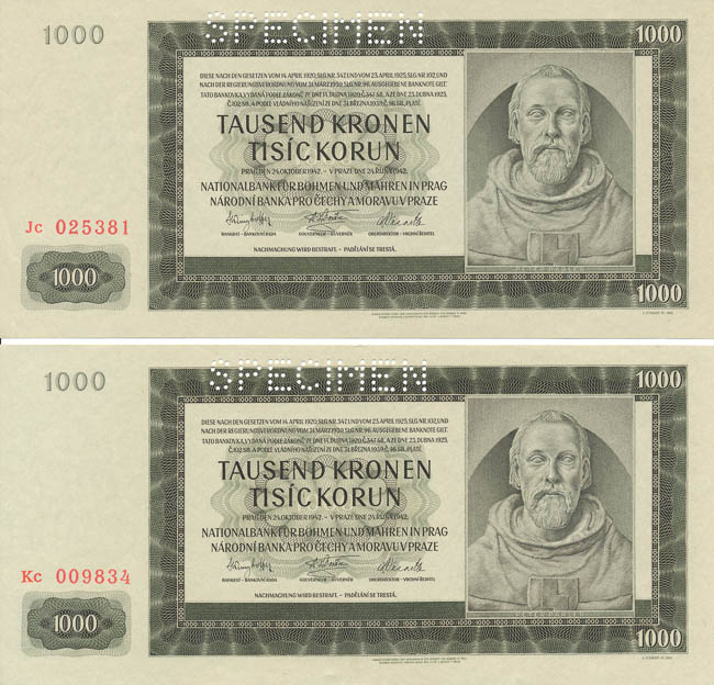 1000 Koruna 1942 (2 pcs) - front