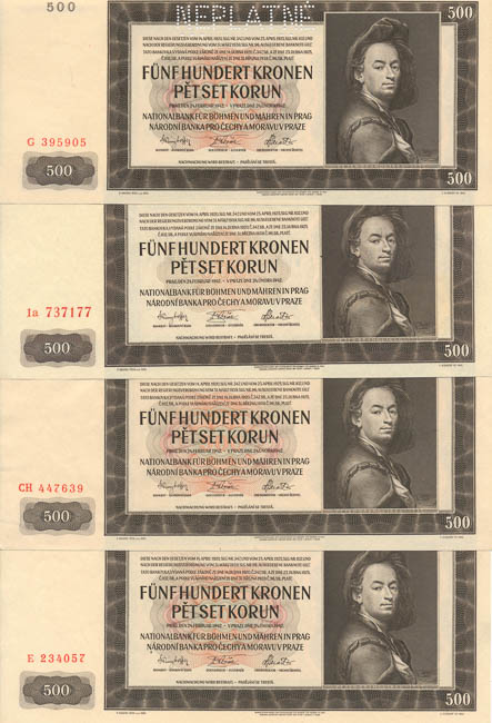 500 Koruna 1942 (4 pcs) - front