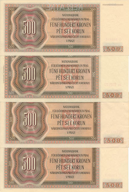 500 Koruna 1942 (4 pcs) - back