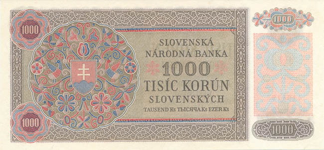 1000 Koruna 1940 4L3 - back