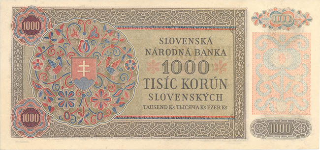 1000 Koruna 1940 2T4 - back
