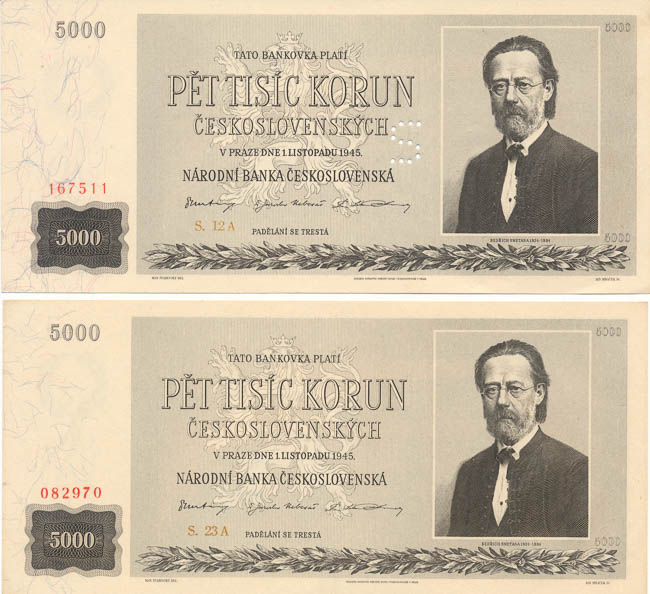 5000 Koruna 1945 (2 pcs) - front