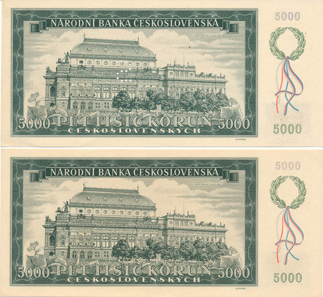 5000 Koruna 1945 (2 pcs) - back