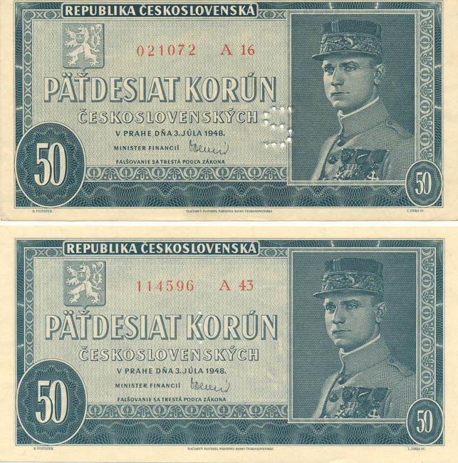 50 Koruna 1948 perf. (2 pcs) - front