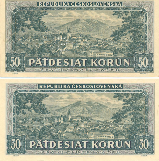 50 Koruna 1948 perf. (2 pcs) - back