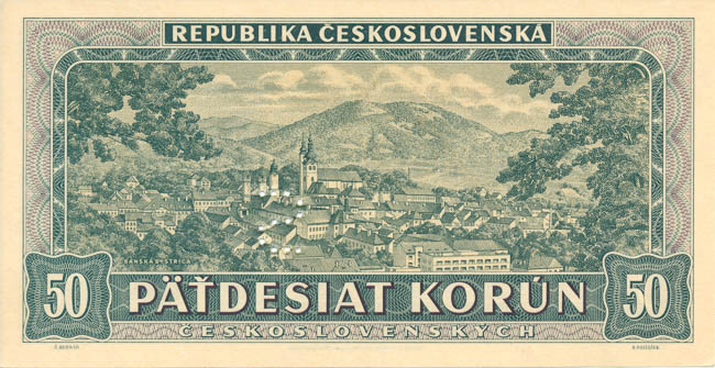 50 Kčs 1948 A 48 (perforovaná) - reverz