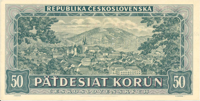 50 Kčs 1948 A 3 (perforovaná) - reverz