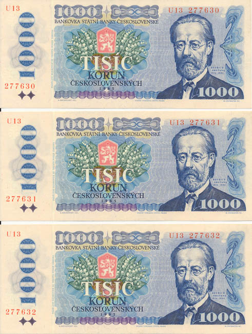 1000 Kčs 1986 (postupka 3 ks) - averz