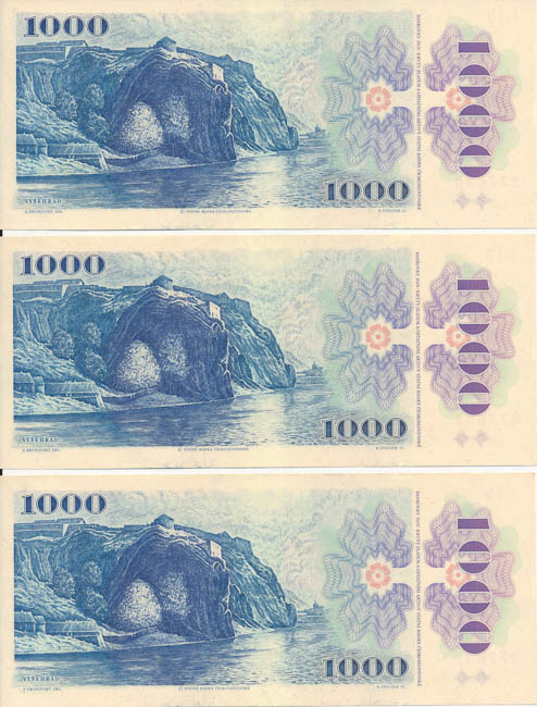 1000 Kčs 1986 (postupka 3 ks) - reverz