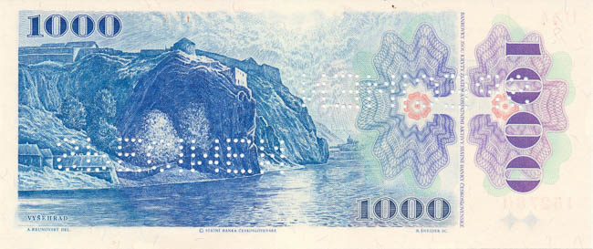 1000 Kčs 1986 U 44 (bankovní vzor) - reverz