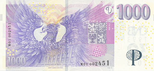 1000 Kč 2008 M 01 (bankovní vzor) - reverz