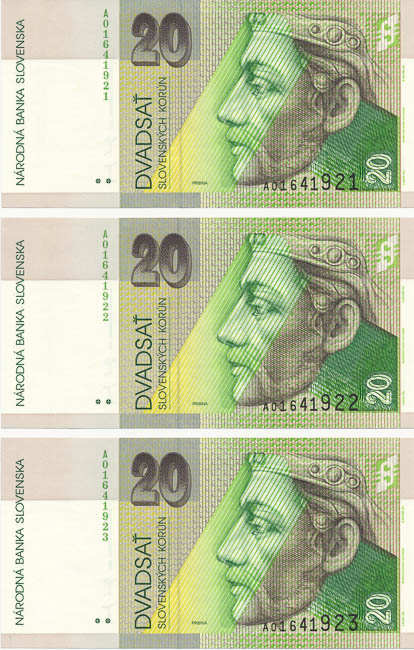 20 Sk 2004 A (consecutive serial numbers 3 pcs) - front
