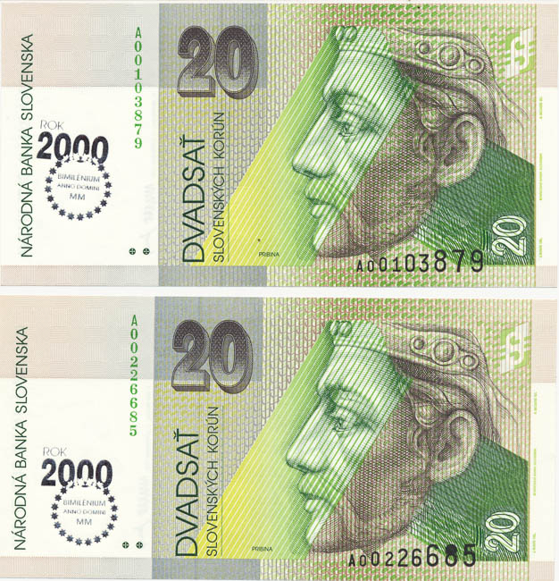 20 Koruna 1993 A (Bimillennium) (2 pcs) - front