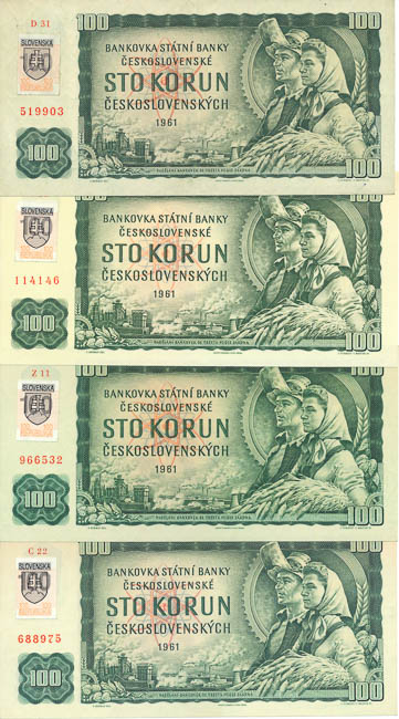 100 Koruna 1961/1993 (4 pcs) - front
