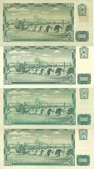 100 Koruna 1961/1993 (4 pcs) - back