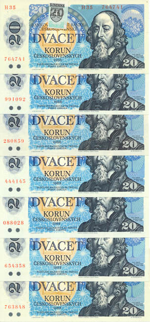 20 Koruna 1988/1993 (12 pcs) - front