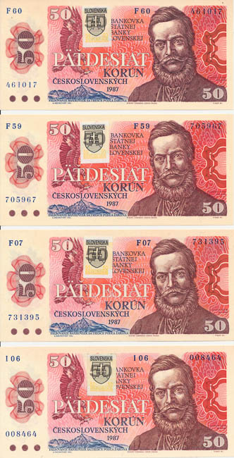 50 Koruna 1987/1993 (8 pcs) - front