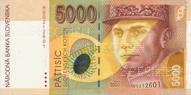 5000 Sk 1995 H (bankovní vzor) - averz