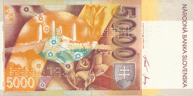 5000 Sk 1995 H (bankovní vzor) - reverz