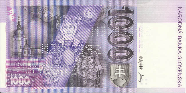 1000 Sk 1993 G (bankovní vzor) - reverz