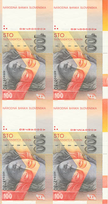 100 Korún 1993 A (4 pcs) - front