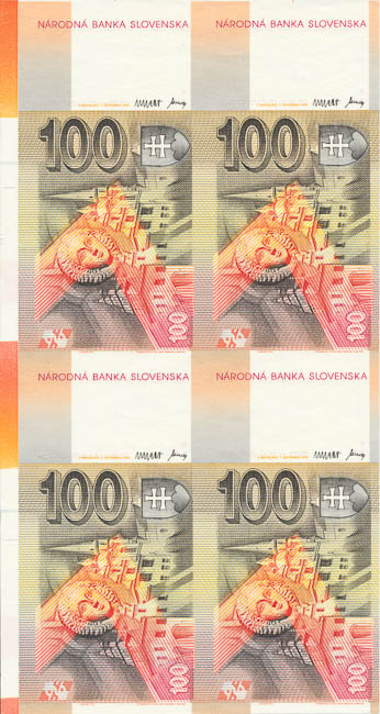 100 Korún 1993 A (4 pcs) - back