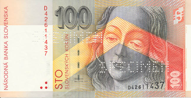 100 Koruna 1993 D (Bank specimen) - front