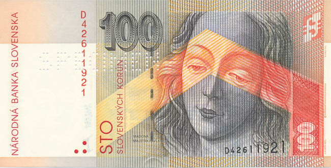100 Koruna 1993 D (bank specimen) - front