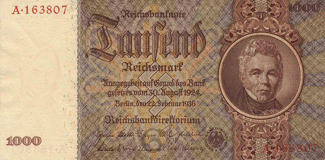 1000 Reichsmark 1936 A - front