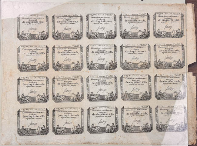 50 Sols 1793 s. 1230 (bank sheet) - front